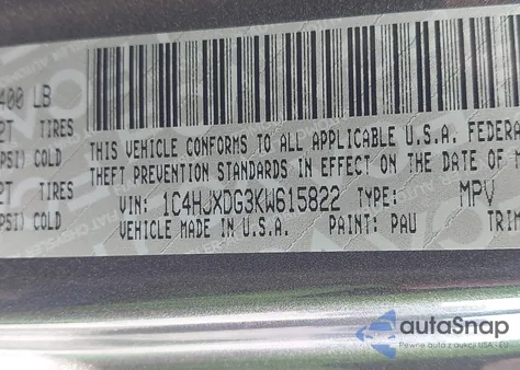 2019 Jeep Wrangler Unlimited Sport S 4X4 из США, поврежденный, VIN 1C4HJXDG3KW615822